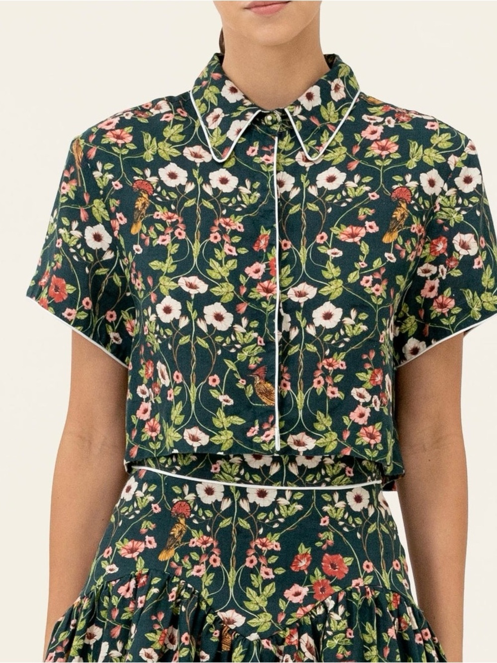 Agua by Agua Bendita VIRTUOSA MOSQUETERO CROPPED SHIRT 100% Linen XS